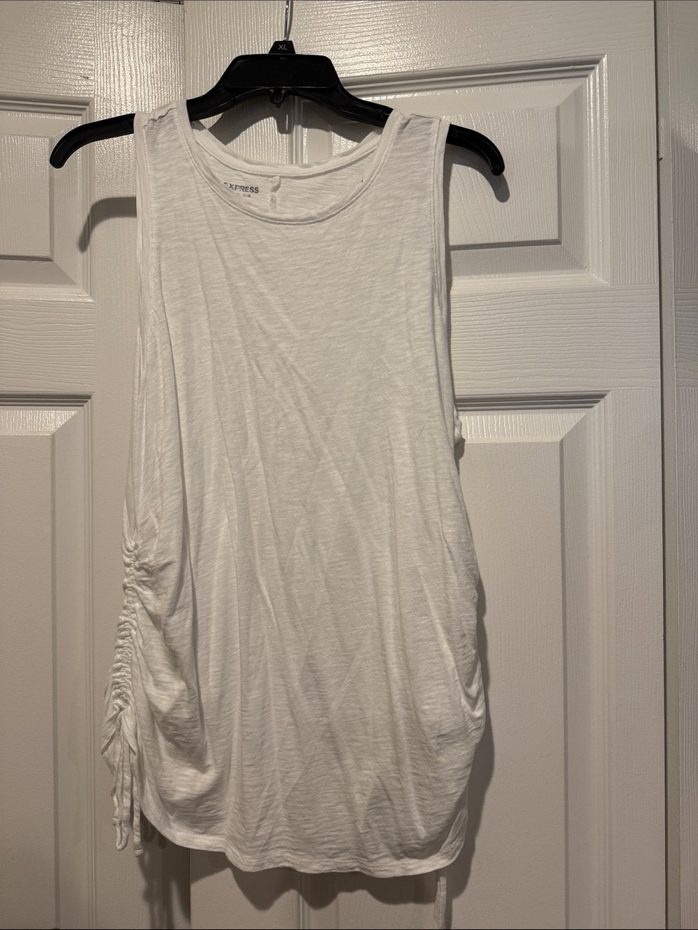 Express White Sleeveless Ruched-Detail Tank